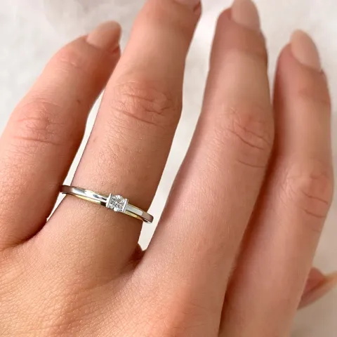 Elegant diamant gouden ring in 14 karaat goud met rhodium 0,08 ct