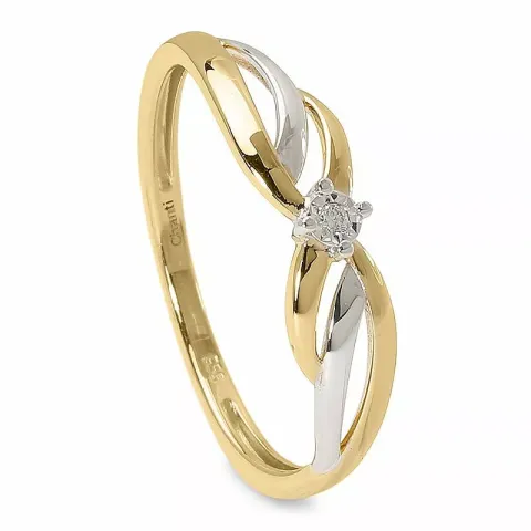 Eenvoudige diamant ring in 14 karaat goud met rhodium 0,01 ct