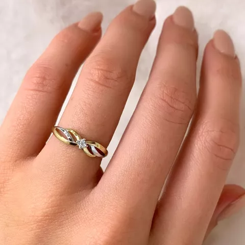 Eenvoudige diamant ring in 14 karaat goud met rhodium 0,01 ct