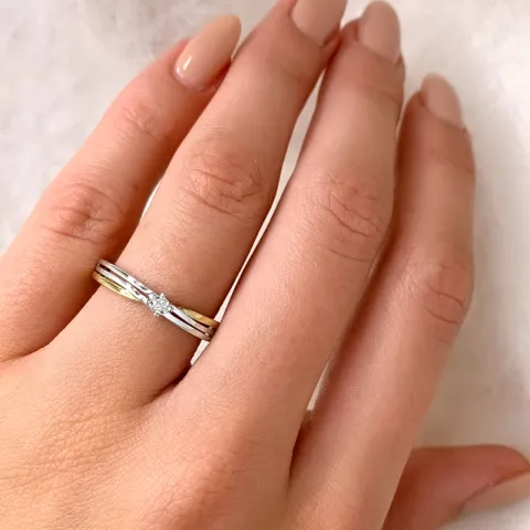 Echt diamant gouden ring in 14 karaat goud met rhodium 0,019 ct