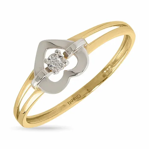 diamant hart ring in 14 karaat goud met rhodium 0,01 ct