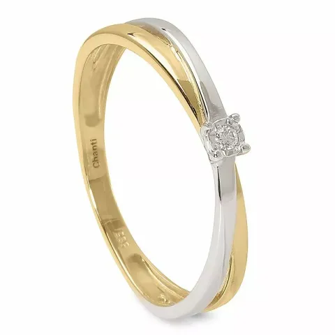 diamant gouden ring in 14 karaat goud met rhodium 0,015 ct