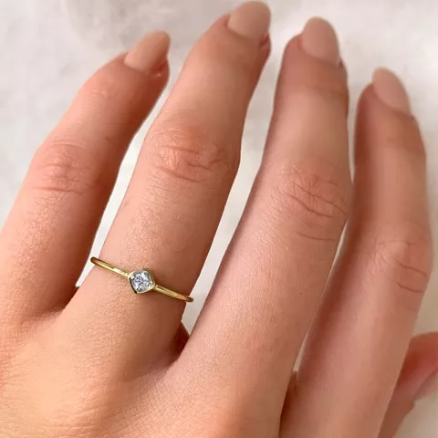 Eenvoudige smal zirkoon ring in 14 karaat goud met rodium