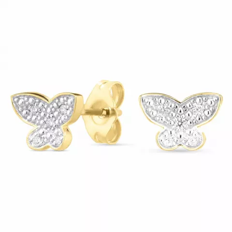 vlinder briljant oorbellen in 14 karaat goud met rodium met diamant 
