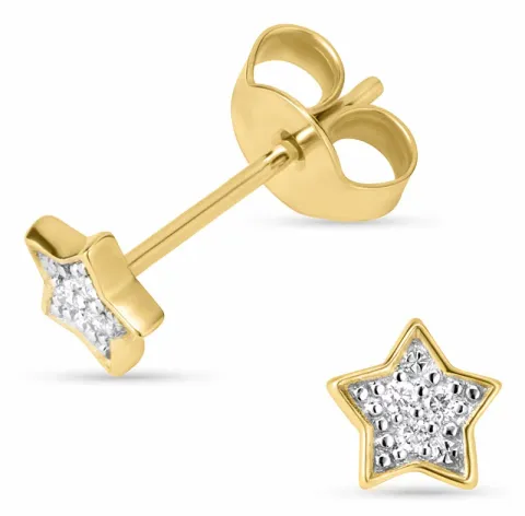 ster oorsteker in 14 karaat goud met rodium met diamant