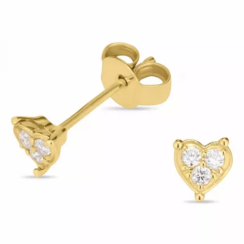 Hart briljant oorbellen in 14 karaat goud met diamanten 