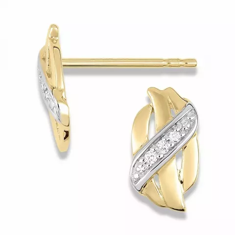briljant oorbellen in 14 karaat goud met rodium met diamant 