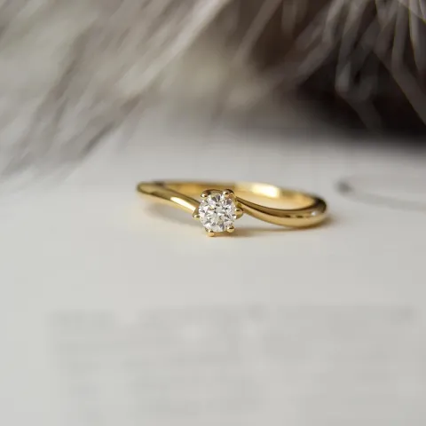 diamant ring in 14 karaat goud 0,20 ct