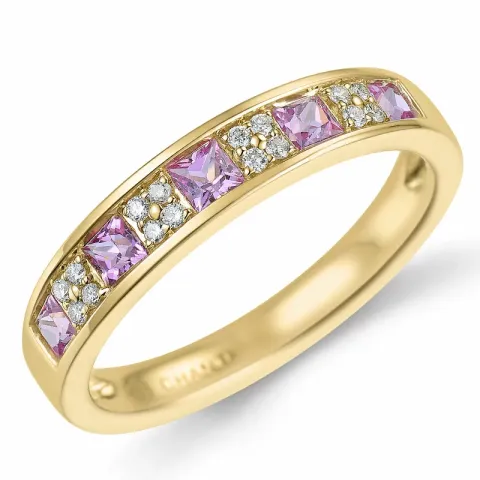 pink saffier diamant ring in 14 karaat goud 0,66 ct 0,08 ct