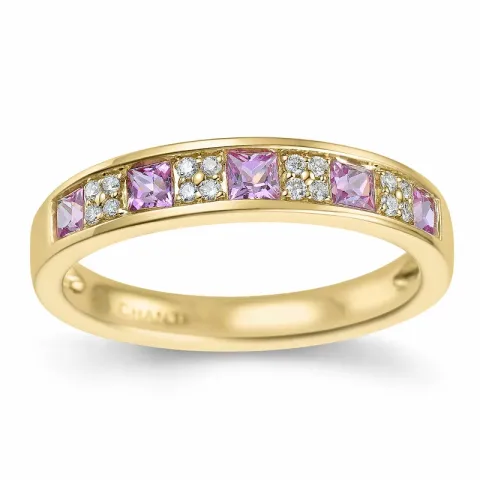 pink saffier diamant ring in 14 karaat goud 0,66 ct 0,08 ct