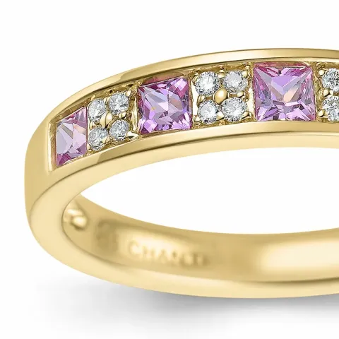 pink saffier diamant ring in 14 karaat goud 0,66 ct 0,08 ct