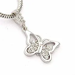 Vlinder hanger in 14 karaat witgoud