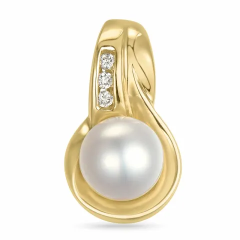 parel diamanten hanger in 14 caraat goud 0,029 ct