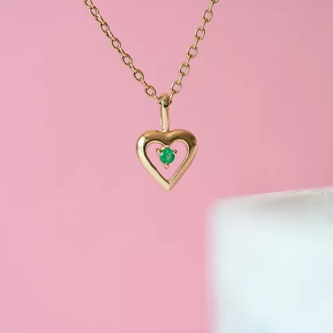 hart smaragd hanger in 14 caraat goud 0,053 ct