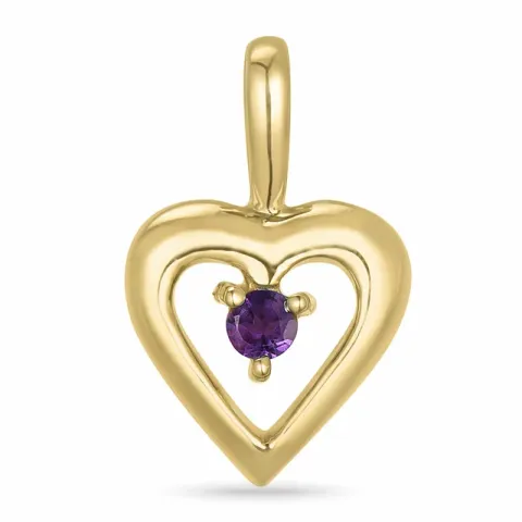 hart amethist hanger in 14 caraat goud 0,04 ct