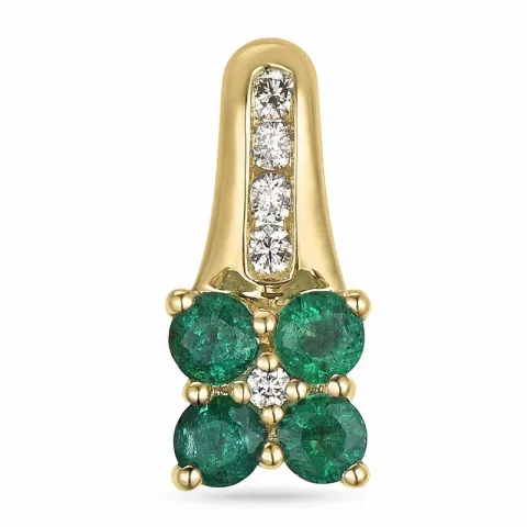 bloem smaragd diamanten hanger in 14 caraat goud 0,07 ct 0,424 ct