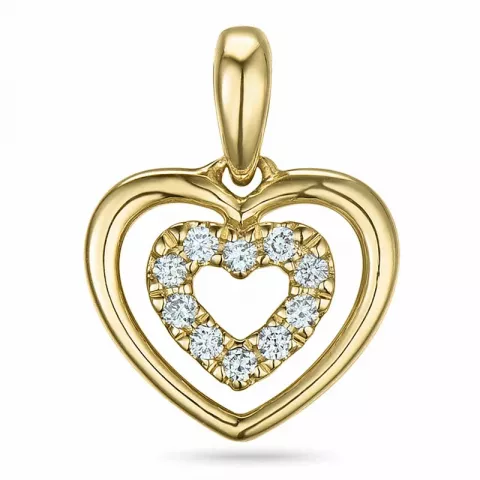 hart diamant hanger in 14 caraat goud 0,06 ct
