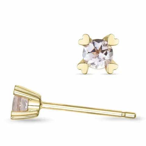 2 x 0,09 ct morganiet solitaire oorbel in 14 karaat goud met morganiet