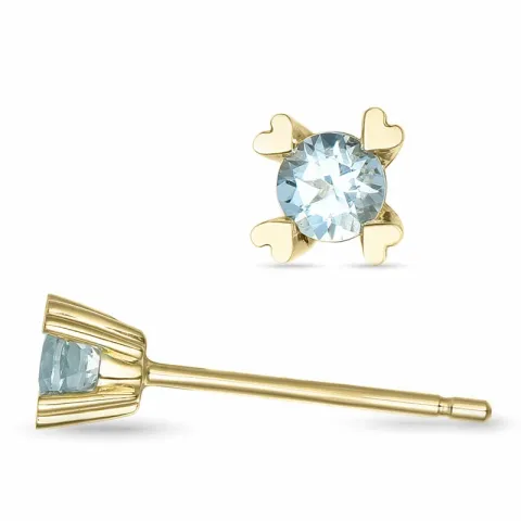 2 x 0,10 ct aquamarijn solitaire oorbel in 14 karaat goud met aquamarijn