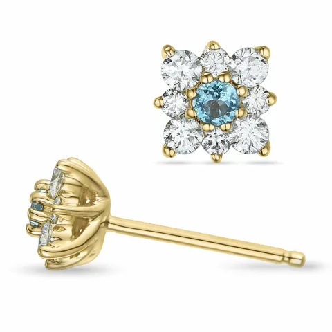 bloem topaas briljant oorbellen in 14 karaat goud met topaas en diamant