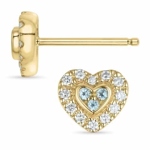 hart topaas briljant oorbellen in 14 karaat goud met topaas en diamant