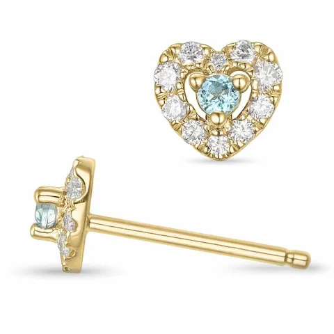 hart topaas briljant oorbellen in 14 karaat goud met topaas en diamant