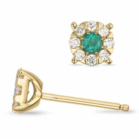 smaragd briljant oorbellen in 14 karaat goud met smaragd en diamant