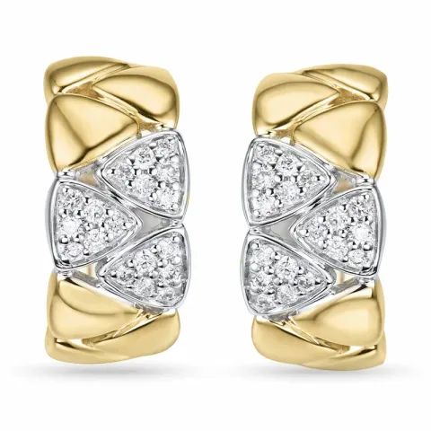 vierkant diamant oorbellen in 14 karaat goud en witgoud met diamant
