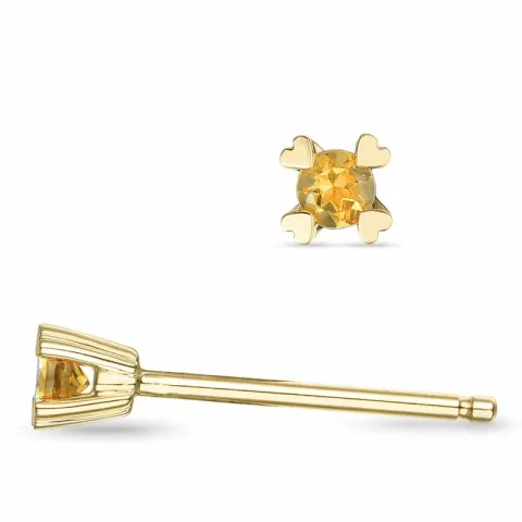 2 x 0,05 ct citrien solitaire oorbel in 14 karaat goud met citrien