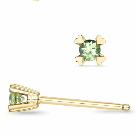 2 x 0,05 ct peridoot solitaire oorbel in 14 karaat goud met peridoot