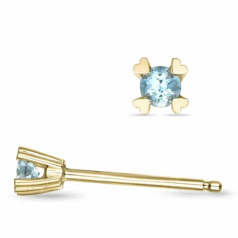 2 x 0,05 ct aquamarijn solitaire oorbel in 14 karaat goud met aquamarijn