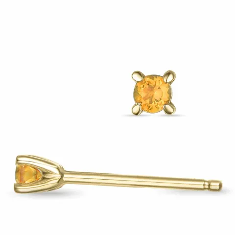 2 x 0,05 ct citrien solitaire oorbel in 14 karaat goud met citrien