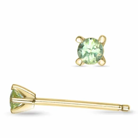 2 x 0,05 ct peridoot solitaire oorbel in 14 karaat goud met peridoot