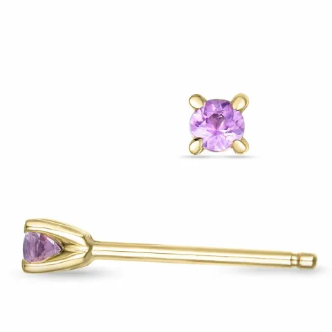 2 x 0,07 ct pink saffier solitaire oorbel in 14 karaat goud met pink saffier