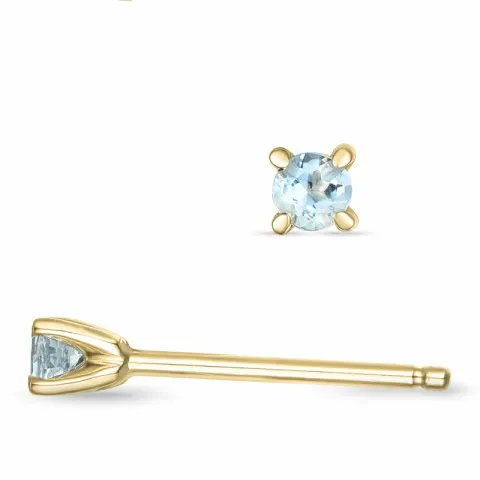 2 x 0,05 ct aquamarijn solitaire oorbel in 14 karaat goud met aquamarijn