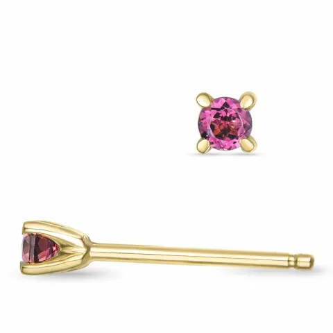 2 x 0,05 ct pink toermalijn solitaire oorbel in 14 karaat goud met toermalijn