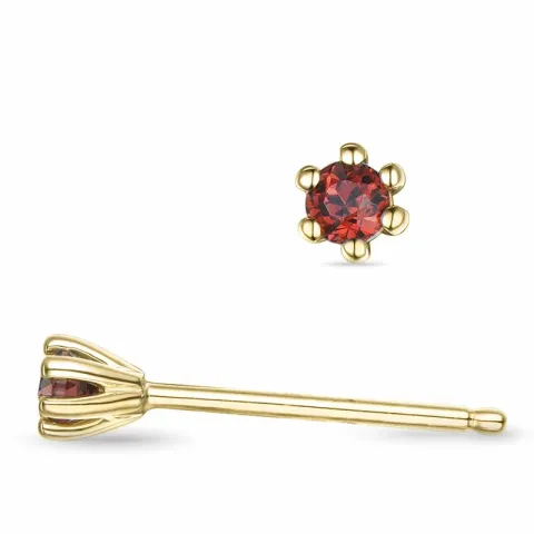 2 x 0,06 ct testsieraad granaat solitaire oorbel in 14 karaat goud met granaat