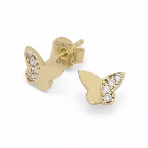 vlinder oorsteker in 9 karaat goud met zirkoon