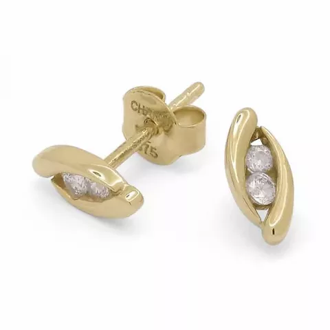 abstracte oorsteker in 9 karaat goud met zirkoon