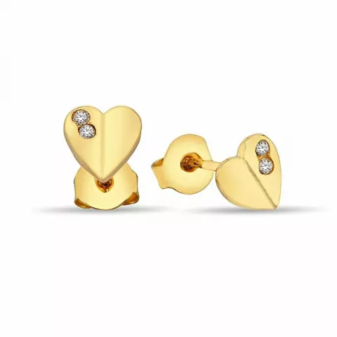 Hart oorbellen in 9 karaat goud met 