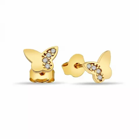 vlinder oorsteker in 9 karaat goud met 