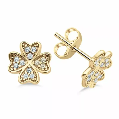 Goedkope sieraden bloem oorsteker in 9 karaat goud met zirkoon
