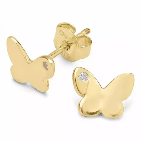 Vlinder oorsteker in 9 karaat goud met zirkonen