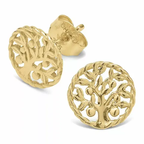 boom van het leven oorsteker in 9 karaat goud