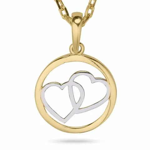 Hart ketting in verguld sterlingzilver met hanger in 9 karaat goud