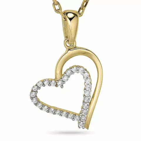 Hart ketting in verguld sterlingzilver met hanger in 9 karaat goud
