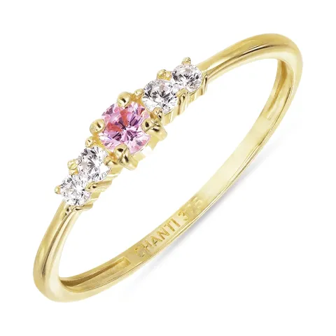 smal roze zirkoon ring in 9 karaat goud