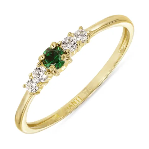 smal groen zirkoon ring in 9 karaat goud - Gold Collection