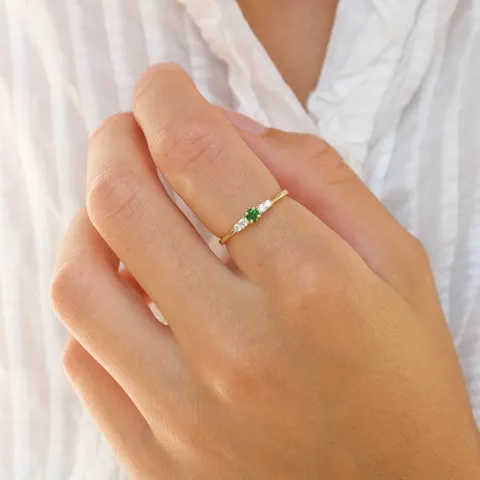 smal groen zirkoon ring in 9 karaat goud - Gold Collection