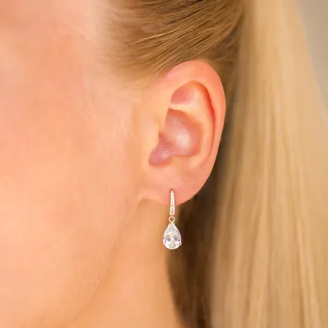 druppelvormige oorbellen in 9 karaat goud met zirkoon - Gold Collection